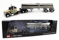 
              1:64 DCP *BLACK & TAN* Peterbilt 379 36" Flattop w/Walker Spread-Axle MILK TANKER Trailer
            