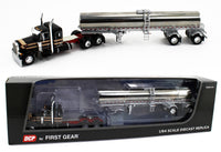 
              1:64 DCP *BLACK* Peterbilt 379 36" Flattop w/Walker Spread-Axle MILK TANKER Trailer
            