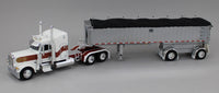 
              DCP 1:64 *WHITE* Peterbilt 389 48" Midroof w/MAC Coal End Dump Trailer NIB
            