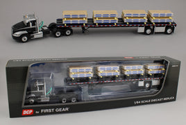 DCP 1:64 *BLACK & SILVER* MACK Pinnacle Day Cab w/Flatbed Trailer & Paper Tubes