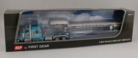 
              DCP 1:64 *AQUA BLUE* Kenworth 100th W900L 72" Aero Flattop w/Transcraft Stepdeck Trailer
            