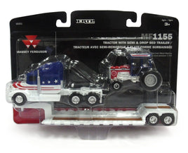 1:64 ERTL *MASSEY FERGUSON* 1155 Spirit of America RWB Peterbilt & Lowboy SEMI