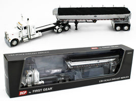 2022 DCP 1:64 WHITE Stretched Peterbilt 379 36" Flat MAC Half Round End Dump NIB