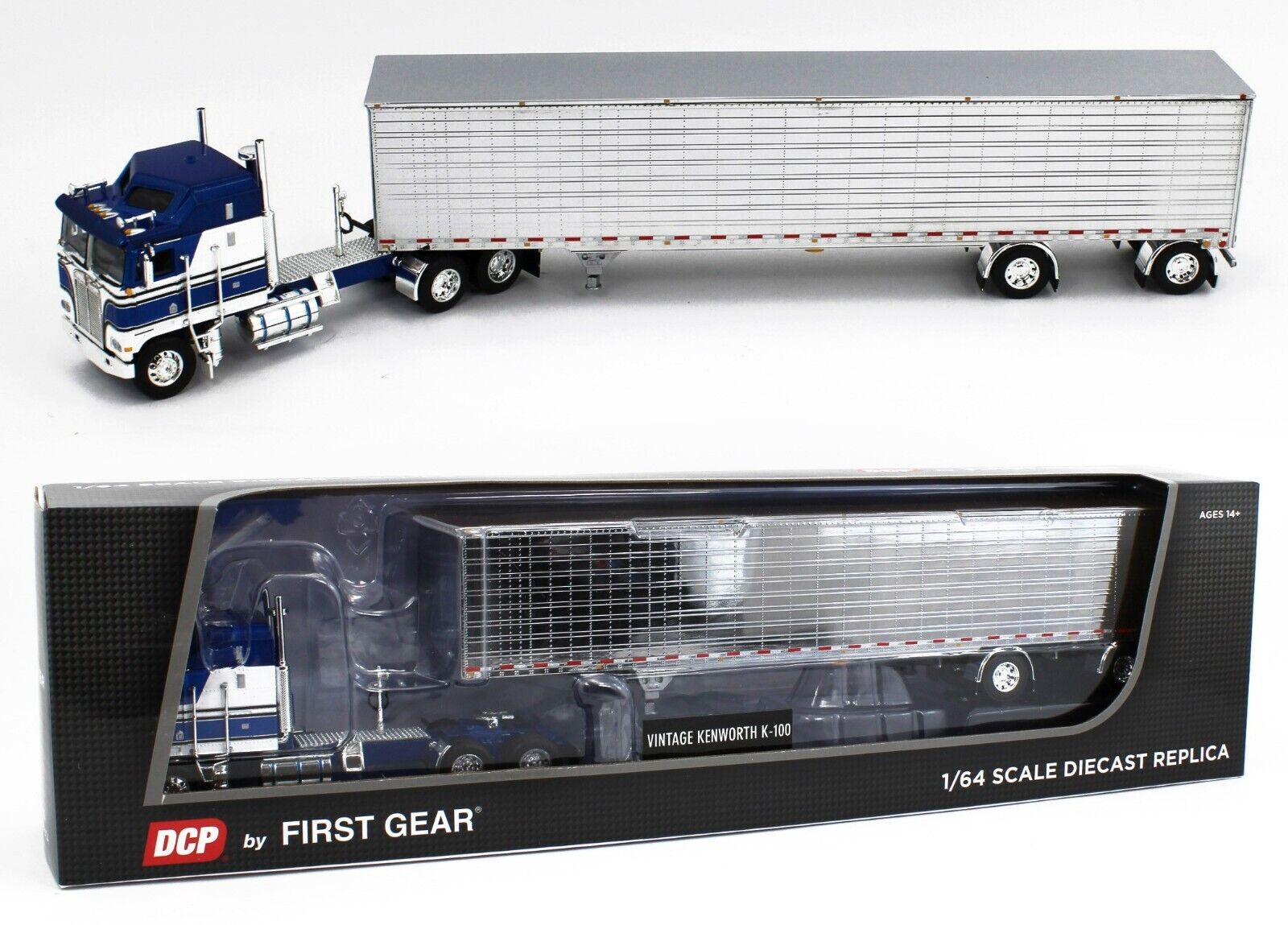 2023 DCP 1:64 *BLUE & WHITE* Kenworth K-100 COE w/53' CHROME