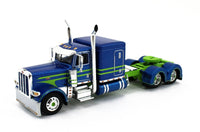 
              2023 DCP 1:64 *BLUE & GREEN* Peterbilt 389 63" Flattop w/WILSON GRAIN TRAILER
            