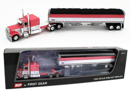 2023 DCP 1:64 *PINK & WHITE* Peterbilt 389 63" Flattop w/WILSON GRAIN TRAILER