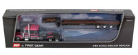 
              2023 DCP 1:64 *BLACK & PINK* Peterbilt 379 63" Flattop w/TALBERT 5553-TA Trailer
            