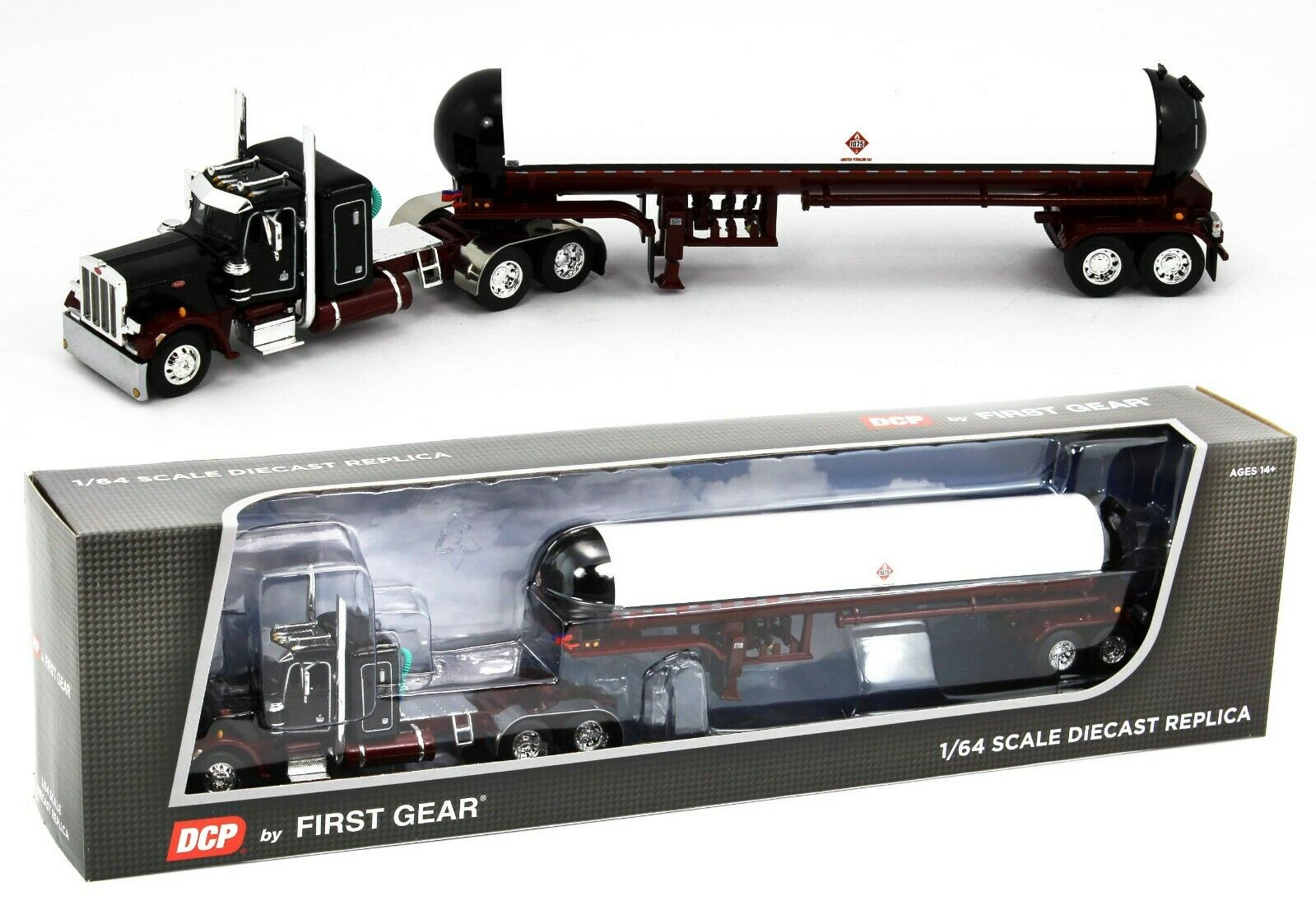 2022 DCP 1:64 BLACK & RED Peterbilt 359 w/Mississippi LPG Tanker Trailer NIB