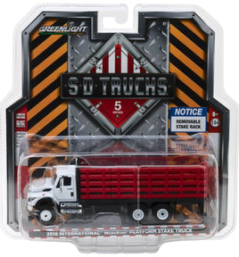 1:64 GreenLight *SD TRUCKS 5* WHITE International WorkStar Flatbed Stake Truck