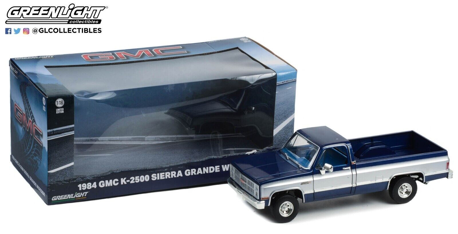 1:18 Greenlight *BLUE & SILVER* 1984 GMC K-2500 Sierra Grande