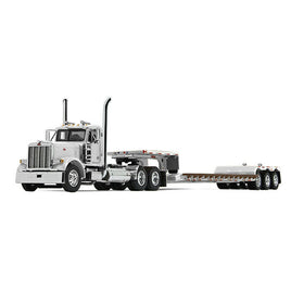 2019 First Gear DCP 1:64 *WHITE* Peterbilt 379 Day Cab Semi w/RENEGADE LOWBOY