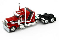 
              2021 DCP 1:64 RED & BLACK Peterbilt 389 SEMI w/MILLER AUTO TRANSPORT CAR HAULER
            