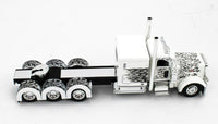 
              2022 DCP 1:64 *WHITE w/FLAMES* Peterbilt 389 Tri-Axle w/Magnitude Lowboy NIB
            