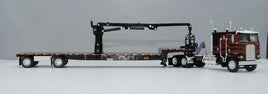 First Gear DCP 1:64 BLACK BURGANDY Kenworth K100 COE w/Stepdeck Boom Arm Trailer