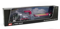 
              2022 DCP *GUN METAL & PINK* Kenworth W900A Aerodyne & Rogers Lowboy Trailer NIB
            