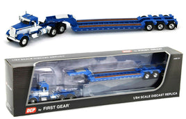 2022 DCP 1:64 *BLUE & WHITE* Peterbilt 351 w/Tri-Axle TALBERT Lowboy Trailer NIB