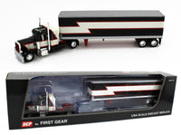 
              DCP 1:64 *BLACK CREAM Single Axle Peterbilt 359 36" Flattop 40' Vintage Trailer
            