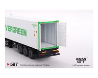 
              1:64 Mini GT 597 = Western Star 49X SEMI w/EVERGREEN 40′ Reefer Container *NIB*
            