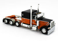 
              DCP 1:64 *BLACK & ORANGE* Peterbilt 389 63" Flattop with Drop Down Tri-Axle NEW
            