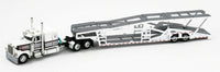 
              2021 DCP 1:64 WHITE Peterbilt 389 SEMI w/MILLER AUTO TRANSPORT CAR HAULER NIB
            