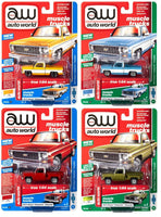 
              2019 AUTO WORLD 1:64 *PREMIUM* SET OF 4 = 1973 Chevy Cheyenne Pickup Truck *NIP*
            