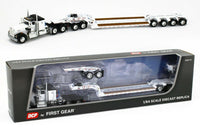 
              2021 DCP 1:64 *WHITE* Kenworth W900A Fontaine Tri-Axle Magnitude Lowboy & Jeep
            