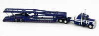 
              2021 DCP 1:64 BLUE & WHITE Peterbilt 389 SEMI w/MILLER AUTO TRANSPORT CAR HAULER
            