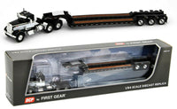 
              2022 DCP 1:64 *BLACK WHITE* Peterbilt 351 w/Tri-Axle TALBERT Lowboy Trailer NIB
            