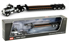 2022 DCP 1:64 *BLACK WHITE* Peterbilt 351 w/Tri-Axle TALBERT Lowboy Trailer NIB