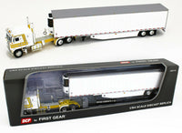 
              2021 DCP 1:64 *WHITE & YELLOW* KENWORTH K-100 w/53' UTILITY REEFER TRAILER NIB
            