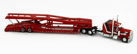 
              2021 DCP 1:64 RED & BLACK Peterbilt 389 SEMI w/MILLER AUTO TRANSPORT CAR HAULER
            