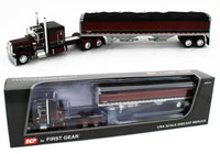 
              2023 DCP 1:64 *DARK RED  BLACK* Peterbilt 389 63" Flattop w/WILSON GRAIN TRAILER
            