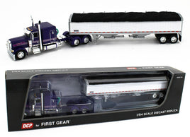 2023 DCP 1:64 *PURPLE & WHITE* Peterbilt 389 63" Flattop w/WILSON GRAIN TRAILER