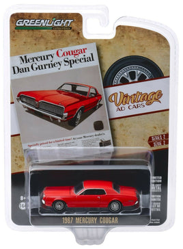 1:64 GreenLight *VINTAGE AD CARS 2* Red 1967 Mercury Cougar Dan Gurney *NIP*