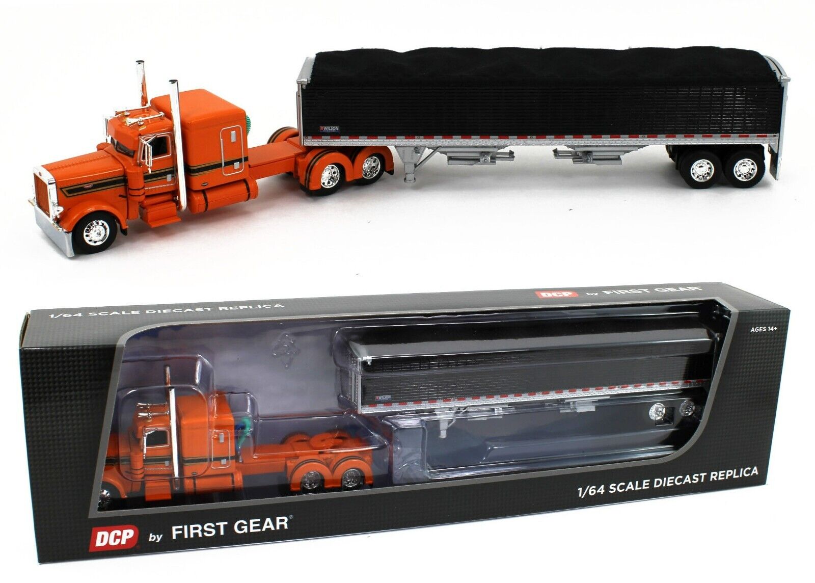 2023 DCP 1:64 *ORANGE BLACK* Peterbilt 389 63