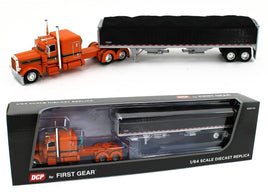 2023 DCP 1:64 *ORANGE & BLACK* Peterbilt 389 63" Flattop w/WILSON GRAIN TRAILER