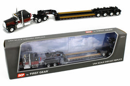 2021 DCP 1:64 *BLACK* Kenworth W900A Fontaine Tri-Axle Magnitude Lowboy w/Flip