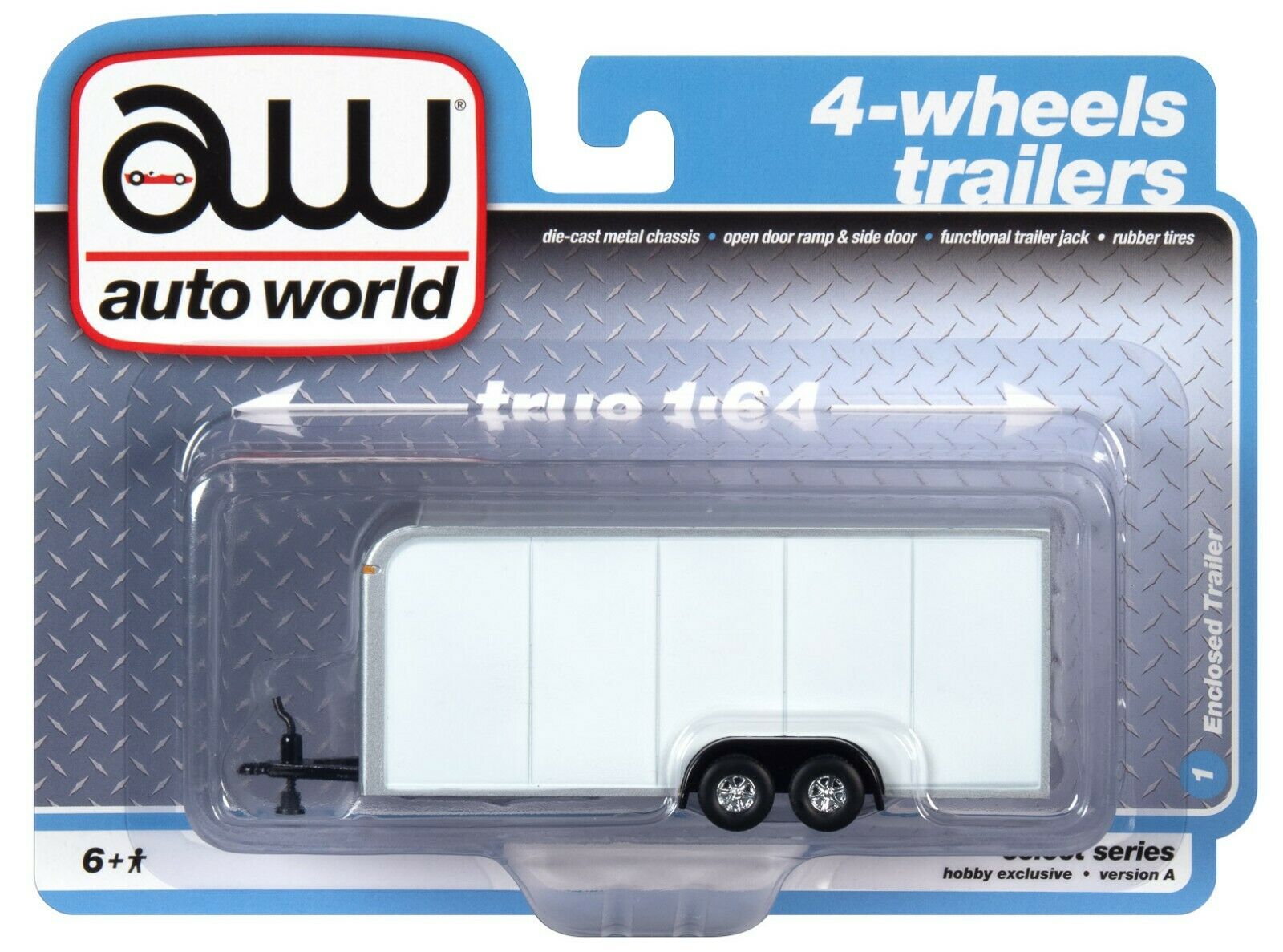 1:64 AUTO WORLD *WHITE* Enclosed Car Trailer *NIP*| mc2-toys