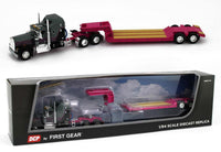 
              2022 DCP *GUN METAL & PINK* Kenworth W900A Aerodyne & Rogers Lowboy Trailer NIB
            