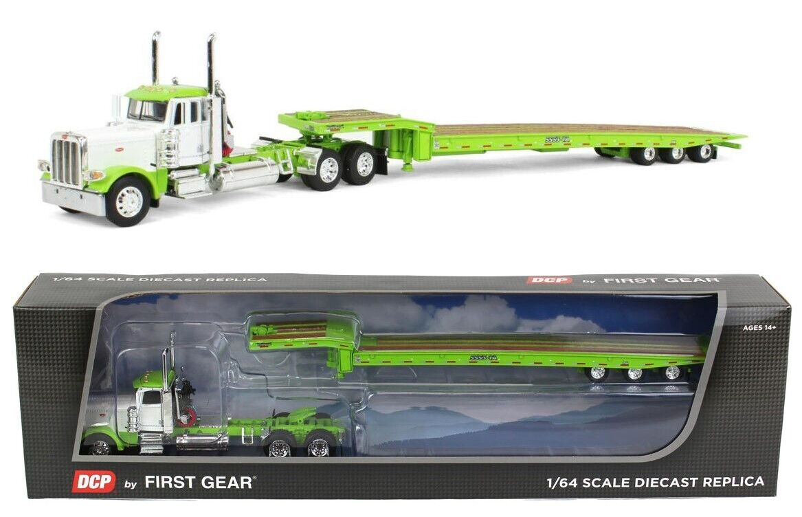 2023 DCP 1:64 *WHITE & LIME* Peterbilt 379 DAY CAB w/TALBERT 5553-TA  Trailer NIB