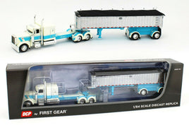 1:64 DCP WHITE & BLUE Peterbilt 389 & MAC Coal End Dump Trailer STS TRANSIT NIB!