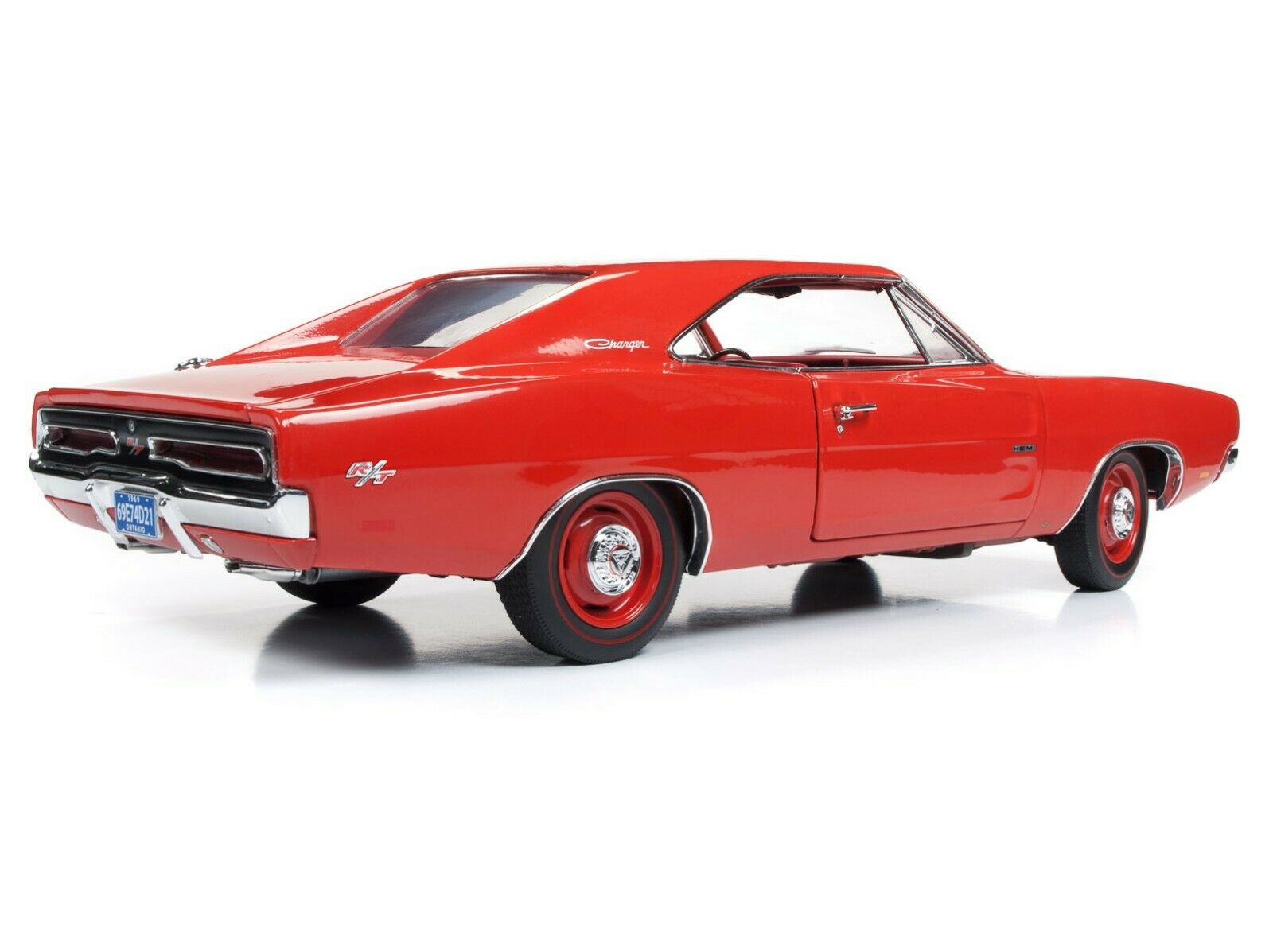 2019 1:18 AUTO WORLD AMERICAN MUSCLE *RED* 1969 Dodge Charger RT NIB!|  mc2-toys