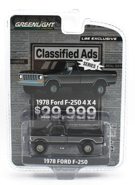 1:64 GreenLight *HOBBY EXCLUSIVE* Black 1978 Ford F-250 4x4 Pickup Truck *NIP*