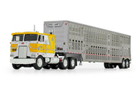 
              DCP 1:64 YELLOW PETERBILT 352 COE Kreilkamp Trucking & Wilson Livestock Trailer
            