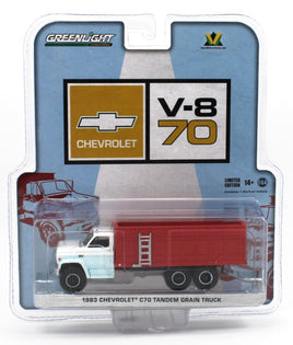 1:64 GreenLight *WHITE BLUE & RED* 1983 Chevrolet C70 Grain Truck TANDEM AXLE