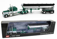 
              2023 DCP 1:64 *GREEN* Peterbilt 389 63" Flattop & CHROME MAC Dump Trailer NIB
            