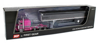 
              DCP 1:64 *HOT PINK* Peterbilt 379 63" Flattop WILSON 50' Belt Grain Trailer NIB
            