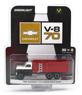 1:64 GreenLight *WHITE BLACK & RED* 1983 Chevrolet C70 Grain Truck TANDEM AXLE