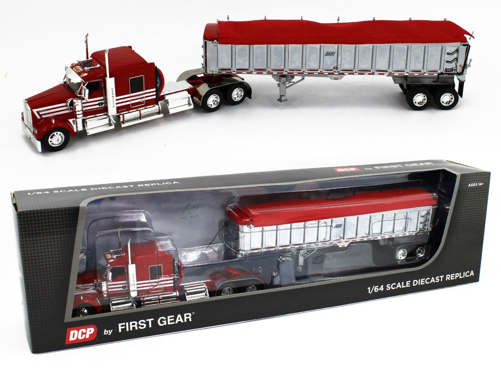 2023 DCP 1:64 *RED & WHITE* Kenworth W900L Flattop w/CHROME