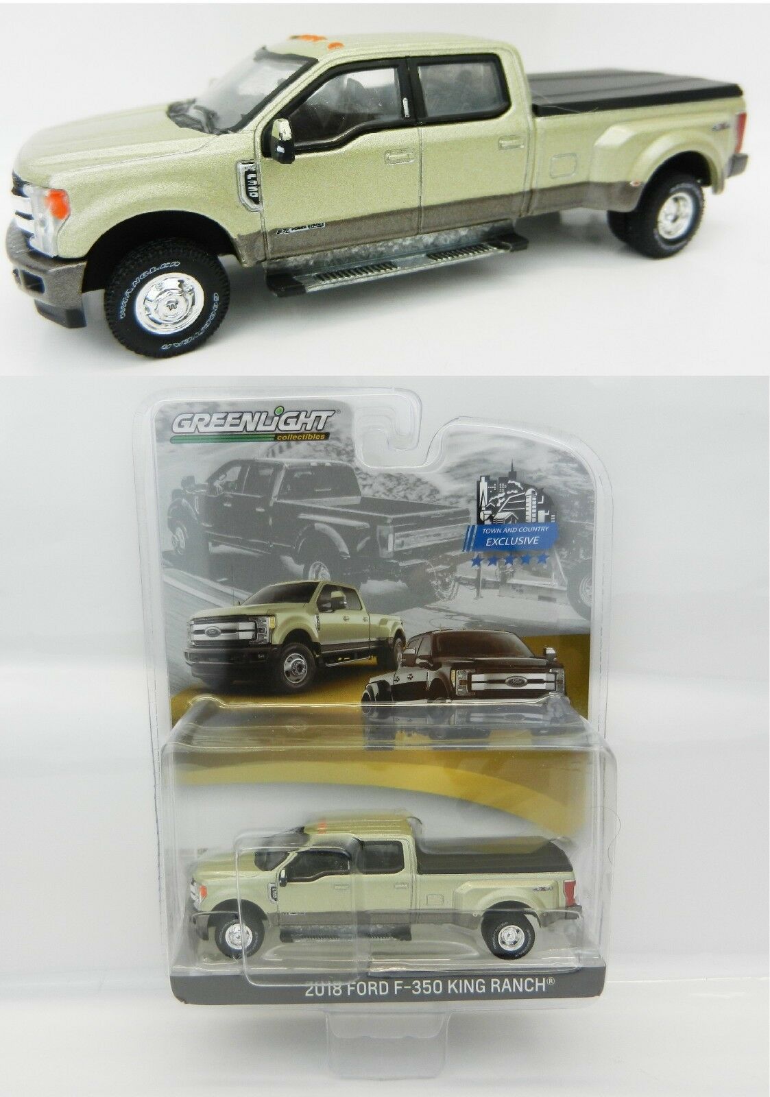 グリーンライト 1/64 2018 FORD F-350 KING RANCH 1:64 GreenLight *WHITE GOLD* 2018 F350 King Ranch DUALLY Pickup